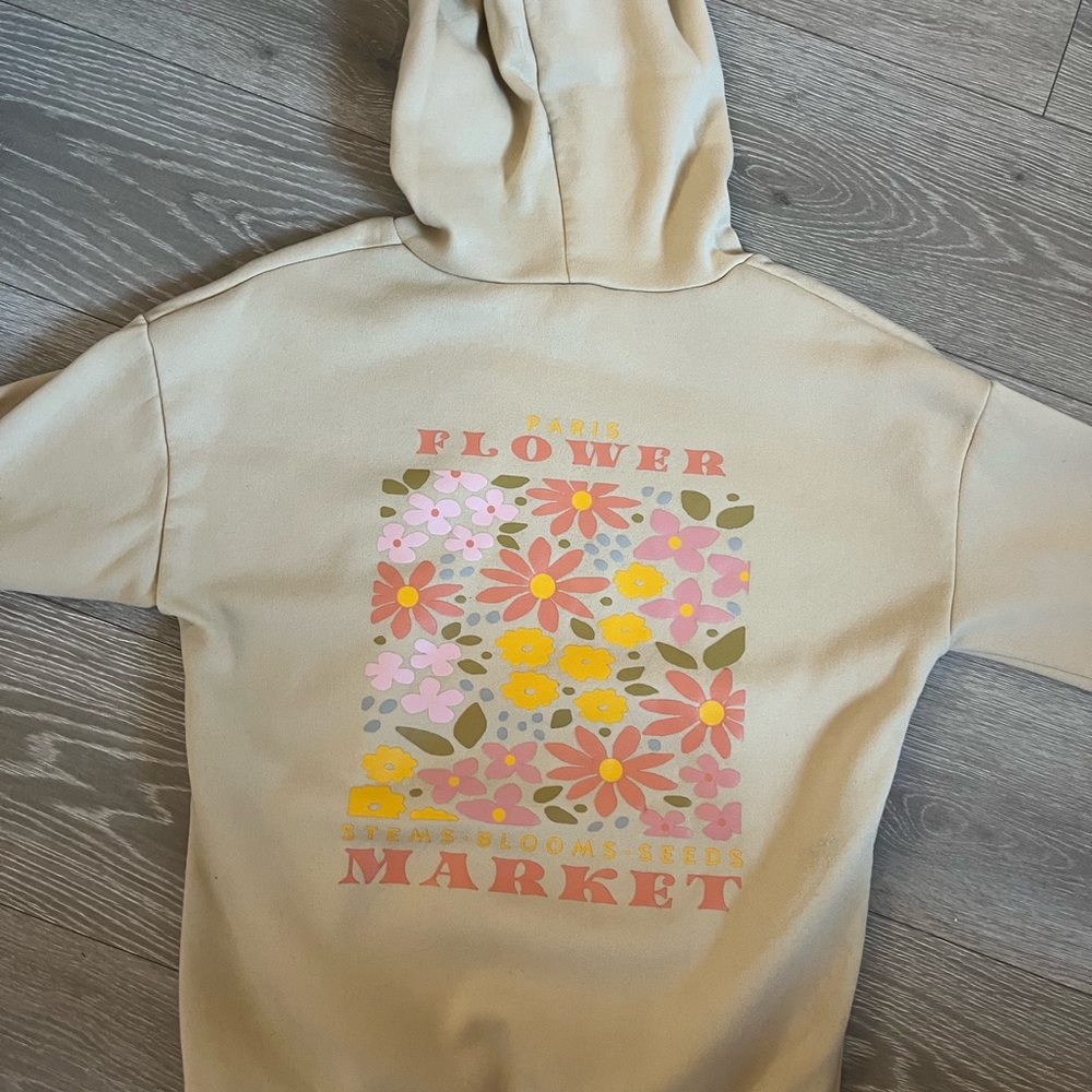 SHEIN Cream Hoodie with Floral Graphic